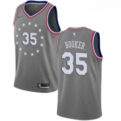 Mens Nike Philadelphia 76ers 35 Trevor Booker Swingman Gray NBA Jersey City Edition 