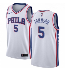 Mens Nike Philadelphia 76ers 5 Amir Johnson Swingman White Home NBA Jersey Association Edition 