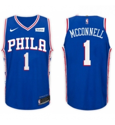 Nike NBA Philadelphia 76ers 1 T J McConnell Jersey 2017 18 New Season Blue Jers