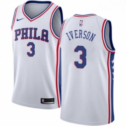 Womens Nike Philadelphia 76ers 3 Allen Iverson Swingman White Home NBA Jersey Association Edition