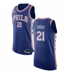 Youth Nike Philadelphia 76ers 21 Joel Embiid Authentic Blue Road NBA Jersey Icon Edition