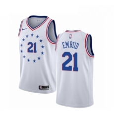 Youth Nike Philadelphia 76ers 21 Joel Embiid White Swingman Jersey Earned Edition