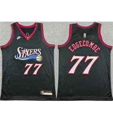 Youth Philadelphia 76ers 77 V  J  Edgecombe Black 2025 26 Classic Edition Stitched Jersey