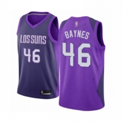 Mens Phoenix Suns 46 Aron Baynes Authentic Purple Basketball Jersey City Edition 