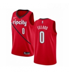 Mens Nike Portland Trail Blazers 0 Damian Lillard Red Swingman Jersey Earned Edition