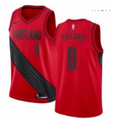 Mens Nike Portland Trail Blazers 0 Damian Lillard Swingman Red Alternate NBA Jersey Statement Edition