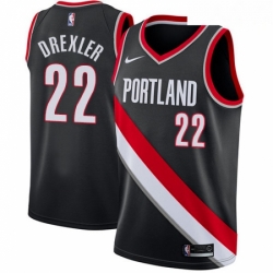 Mens Nike Portland Trail Blazers 22 Clyde Drexler Swingman Black Road NBA Jersey Icon Edition 