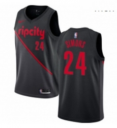 Mens Nike Portland Trail Blazers 24 Anfernee Simons Swingman Black NBA Jersey 2018 19 City Edition 