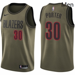 Mens Nike Portland Trail Blazers 30 Terry Porter Swingman Green Salute to Service NBA Jersey