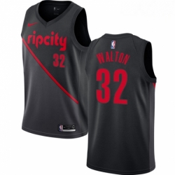 Mens Nike Portland Trail Blazers 32 Bill Walton Swingman Black NBA Jersey 2018 19 City Edition