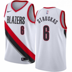 Mens Nike Portland Trail Blazers 6 Nik Stauskas Swingman White NBA Jersey Association Edition 