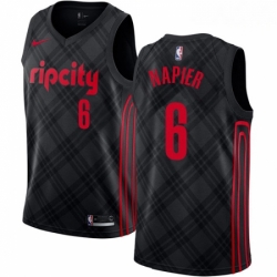 Mens Nike Portland Trail Blazers 6 Shabazz Napier Authentic Black NBA Jersey City Edition 