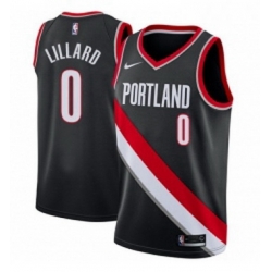 Youth Nike Portland Trail Blazers 0 Damian Lillard Swingman Black Road NBA Jersey Icon Edition