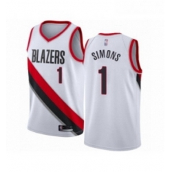 Youth Portland Trail Blazers 1 Anfernee Simons Swingman White Basketball Jersey Association Edition 