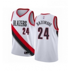 Youth Portland Trail Blazers 24 Kent Bazemore Swingman White Basketball Jersey Association Edition 