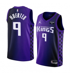 Men Sacramento Kings 9 Kevin Huerter Purple 2023 24 Statement Edition Swingman Stitched Basketball Jersey