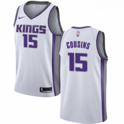 Mens Nike Sacramento Kings 15 DeMarcus Cousins Swingman White NBA Jersey Association Edition