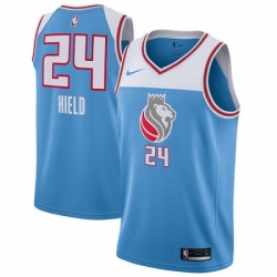 Mens Nike Sacramento Kings 24 Buddy Hield Authentic Blue NBA Jersey City Edition