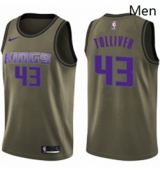 Mens Nike Sacramento Kings 43 Anthony Tolliver Swingman Green Salute to Service NBA Jersey