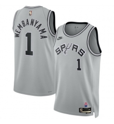 Men San Antonio Spurs  1 Victor Wembanyama Silver 2026 27 Classic Edition Stitched Basketball Jersey