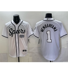 Men San Antonio Spurs  1 Victor Wembanyama White Stitched Baseball Jersey