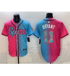 Men San Antonio Spurs 11 Carter Bryant Pink Blue Limited Stitched Baseball Jersey Men San Antonio Spurs 11 Carter Bryant Pink Blue Limited Stitched Baseball Jersey