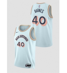 Men San Antonio Spurs 40 Harrison Barnes Light Blue 2024 25 City Edition Stitched Basketball Jersey