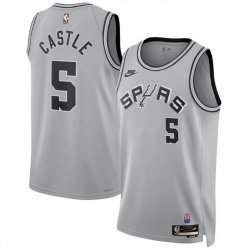 Men San Antonio Spurs  5 Stephon Castle Silver 2026 27 Classic Edition Stitched Basketball Jersey