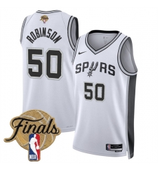 Men San Antonio Spurs 50 David Robinson White 2026 Finals Patch Association Edition Stitched Basketball Jersey Men San Antonio Spurs 50 David Robinson White 2026 Finals Patch Association Edition Stitched Basketball Jersey
