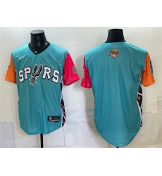 Men San Antonio Spurs Blank Teal 2026 Finals Patch Stitched Baseball Jersey Men San Antonio Spurs Blank Teal 2026 Finals Patch Stitched Baseball Jersey
