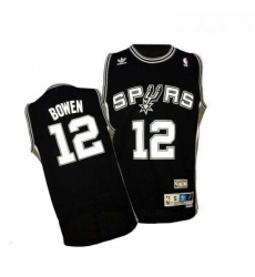 Mens Adidas San Antonio Spurs 12 Bruce Bowen Swingman Black Throwback NBA Jersey