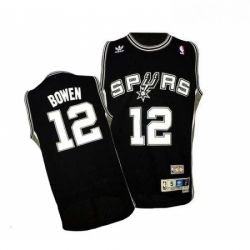 Mens Adidas San Antonio Spurs 12 Bruce Bowen Swingman Black Throwback NBA Jersey