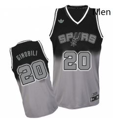 Mens Adidas San Antonio Spurs 20 Manu Ginobili Swingman BlackGrey Fadeaway Fashion NBA Jersey