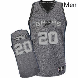 Mens Adidas San Antonio Spurs 20 Manu Ginobili Swingman Grey Static Fashion NBA Jersey