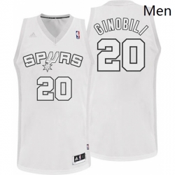 Mens Adidas San Antonio Spurs 20 Manu Ginobili Swingman White Winter On Court NBA Jersey