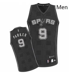 Mens Adidas San Antonio Spurs 9 Tony Parker Authentic Black Rhythm Fashion NBA Jersey