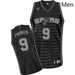 Mens Adidas San Antonio Spurs 9 Tony Parker Swingman BlackGrey Groove NBA Jersey