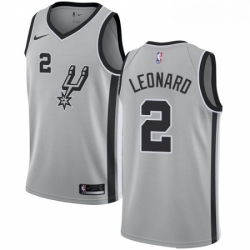 Mens Nike San Antonio Spurs 2 Kawhi Leonard Swingman Silver Alternate NBA Jersey Statement Edition