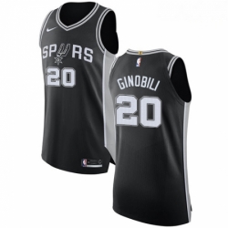 Mens Nike San Antonio Spurs 20 Manu Ginobili Authentic Black Road NBA Jersey Icon Edition