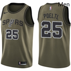 Mens Nike San Antonio Spurs 25 Jakob Poeltl Swingman Green Salute to Service NBA Jersey 