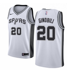 Womens Nike San Antonio Spurs 20 Manu Ginobili Authentic White Home NBA Jersey Association Edition