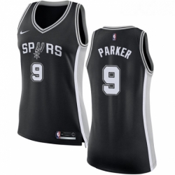 Womens Nike San Antonio Spurs 9 Tony Parker Authentic Black Road NBA Jersey Icon Edition