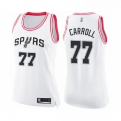 Womens San Antonio Spurs 77 DeMarre Carroll Swingman White Pink Fashion Basketball Jersey 