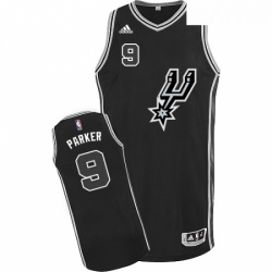 Youth Adidas San Antonio Spurs 9 Tony Parker Swingman Black New Road NBA Jersey