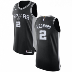 Youth Nike San Antonio Spurs 2 Kawhi Leonard Authentic Black Road NBA Jersey Icon Edition