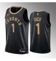 Men Toronto Raptors 1 Gradey Dick Black 2023 Draft City Edition Stitched Basketball Jersey