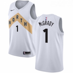 Mens Nike Toronto Raptors 1 Tracy Mcgrady Swingman White NBA Jersey City Edition