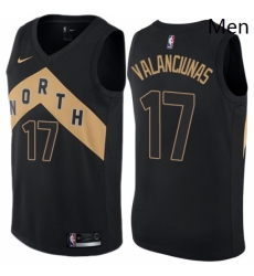 Mens Nike Toronto Raptors 17 Jonas Valanciunas Authentic Black NBA Jersey City Edition