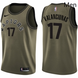 Mens Nike Toronto Raptors 17 Jonas Valanciunas Swingman Green Salute to Service NBA Jersey