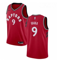 Mens Nike Toronto Raptors 9 Serge Ibaka Swingman Red Road NBA Jersey Icon Edition